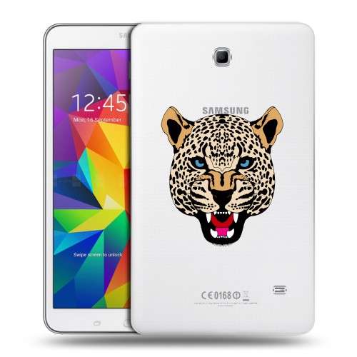 Дизайнерский силиконовый чехол для Samsung GALAXY Tab 4 8.0 Прозрачные леопарды