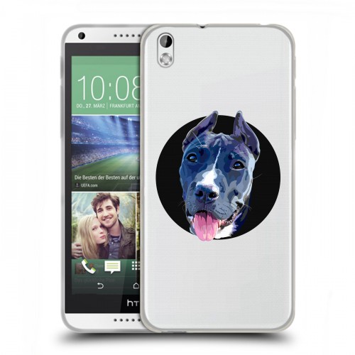 Полупрозрачный дизайнерский пластиковый чехол для HTC Desire 816 Прозрачные собаки