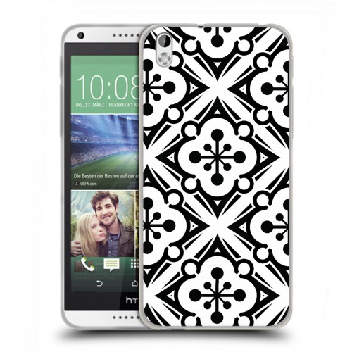 Дизайнерский пластиковый чехол для HTC Desire 816 Черно-белые фантазии
