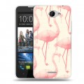 Дизайнерский пластиковый чехол для HTC Desire 516 Розовые фламинго