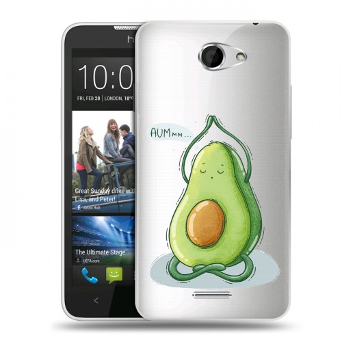 Полупрозрачный дизайнерский пластиковый чехол для HTC Desire 516 Авокадо