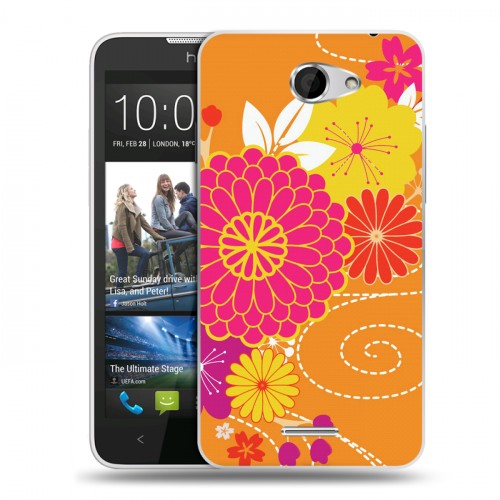 Дизайнерский пластиковый чехол для HTC Desire 516 Цветы кимоно