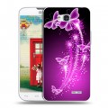 Дизайнерский пластиковый чехол для LG L80 Бабочки фиолетовые