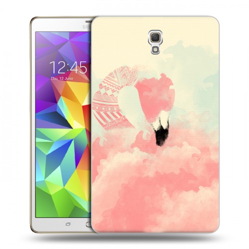 Дизайнерский силиконовый чехол для Samsung Galaxy Tab S 8.4 Розовые фламинго
