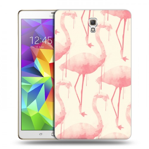 Дизайнерский силиконовый чехол для Samsung Galaxy Tab S 8.4 Розовые фламинго