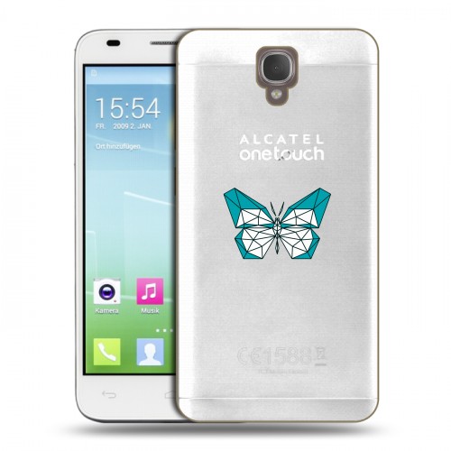 Полупрозрачный дизайнерский пластиковый чехол для Alcatel One Touch Idol 2 S прозрачные Бабочки 