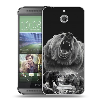Дизайнерский силиконовый чехол для HTC Desire 510 Схватка медведей (на заказ)