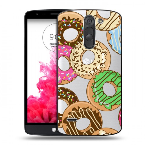 Полупрозрачный дизайнерский пластиковый чехол для LG G3 Stylus Прозрачные пончики
