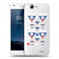 Полупрозрачный дизайнерский силиконовый чехол для Huawei Ascend G7 Российский флаг