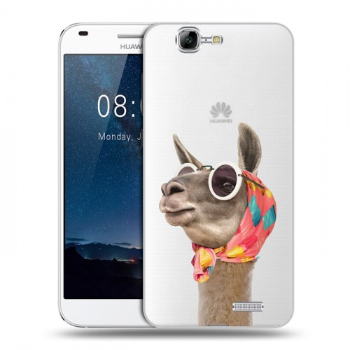Полупрозрачный дизайнерский пластиковый чехол для Huawei Ascend G7 Мятные звери