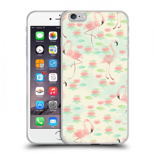 Дизайнерский силиконовый чехол для Iphone 6 Plus/6s Plus Розовые фламинго