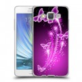 Дизайнерский пластиковый чехол для Samsung Galaxy A5 Бабочки фиолетовые