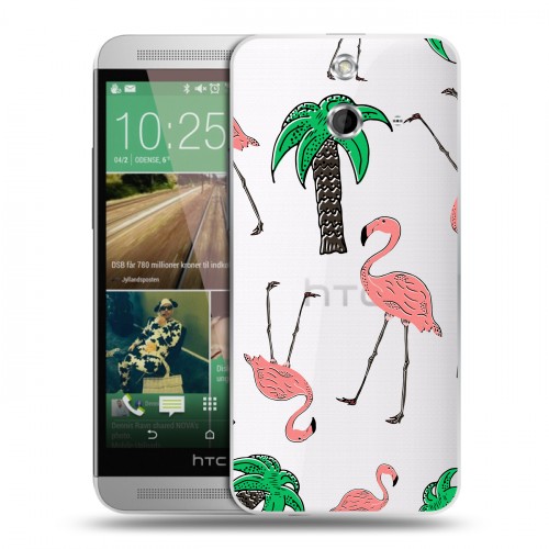Полупрозрачный дизайнерский пластиковый чехол для HTC One E8 Летние принты