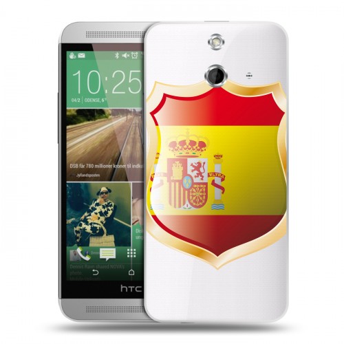 Полупрозрачный дизайнерский пластиковый чехол для HTC One E8 флаг Испании