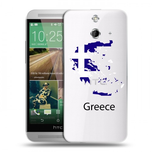 Полупрозрачный дизайнерский пластиковый чехол для HTC One E8 флаг греции