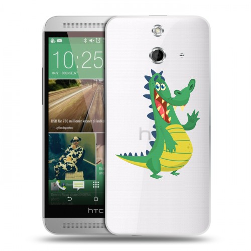 Полупрозрачный дизайнерский пластиковый чехол для HTC One E8 Прозрачные крокодилы