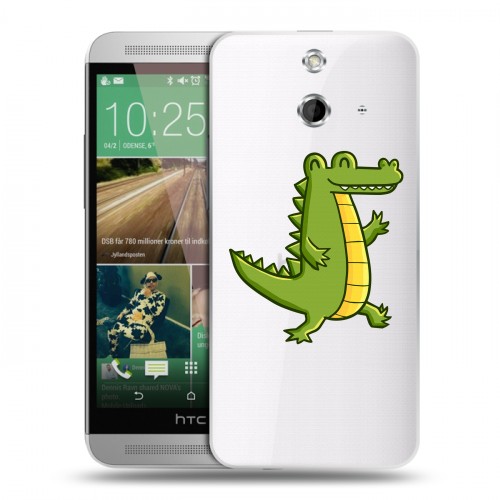 Полупрозрачный дизайнерский пластиковый чехол для HTC One E8 Прозрачные крокодилы