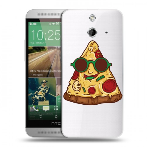 Полупрозрачный дизайнерский пластиковый чехол для HTC One E8 Прозрачная Пицца