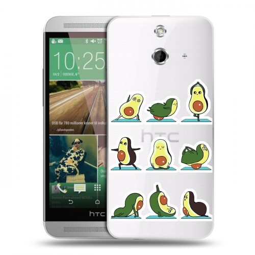 Полупрозрачный дизайнерский пластиковый чехол для HTC One E8 Йога авокадо