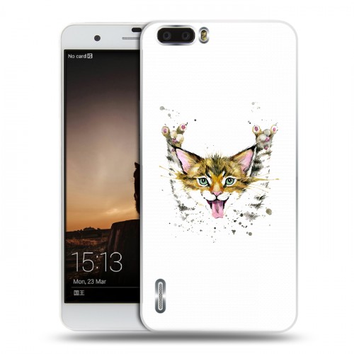 Полупрозрачный дизайнерский силиконовый чехол для Huawei Honor 6 Plus Прозрачные кошки