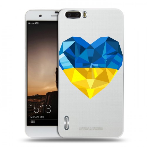 Полупрозрачный дизайнерский пластиковый чехол для Huawei Honor 6 Plus Флаг Украины