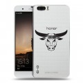 Полупрозрачный дизайнерский силиконовый чехол для Huawei Honor 6 Plus Прозрачные быки