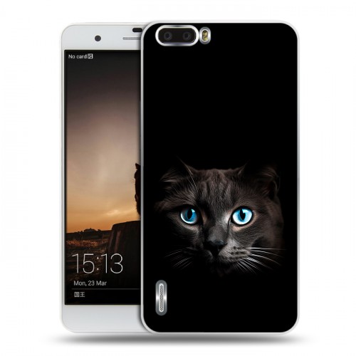 Дизайнерский пластиковый чехол для Huawei Honor 6 Plus Кот в темноте