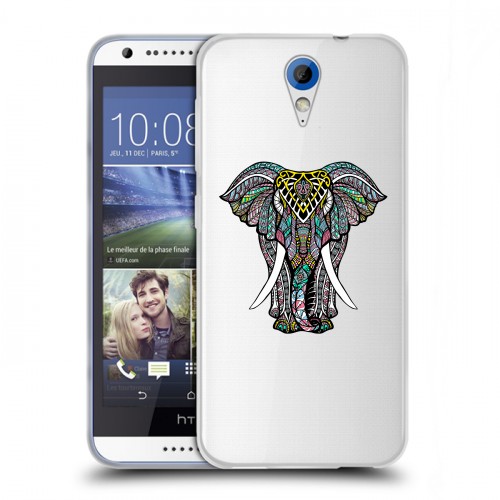Полупрозрачный дизайнерский пластиковый чехол для HTC Desire 620 Прозрачные слоны