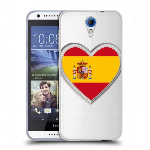 Полупрозрачный дизайнерский пластиковый чехол для HTC Desire 620 флаг Испании