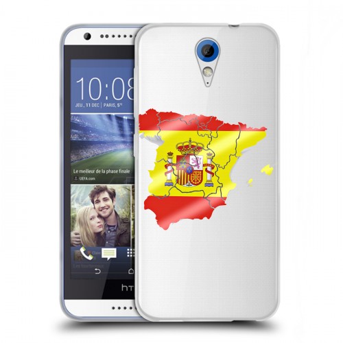 Полупрозрачный дизайнерский пластиковый чехол для HTC Desire 620 флаг Испании
