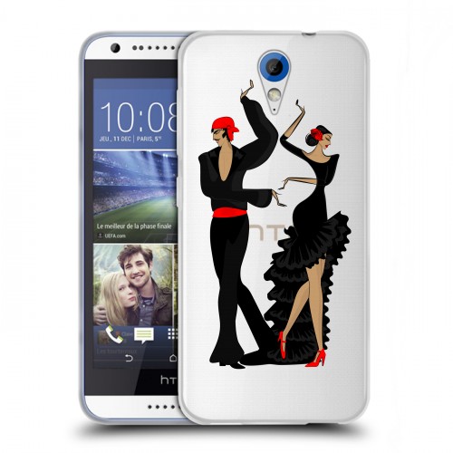 Полупрозрачный дизайнерский пластиковый чехол для HTC Desire 620 Прозрачные танцоры 