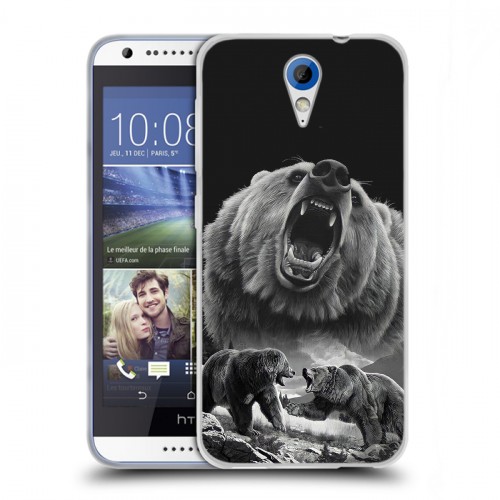 Дизайнерский пластиковый чехол для HTC Desire 620 Схватка медведей