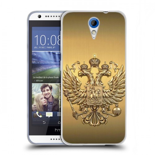 Дизайнерский пластиковый чехол для HTC Desire 620 Флаг и герб России
