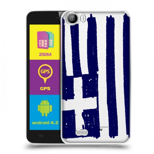Полупрозрачный дизайнерский пластиковый чехол для Explay Rio флаг греции
