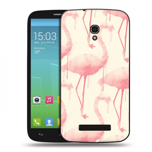 Дизайнерский пластиковый чехол для Alcatel One Touch Pop S9 Розовые фламинго