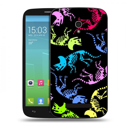 Дизайнерский пластиковый чехол для Alcatel One Touch Pop S9 Узоры динозавров