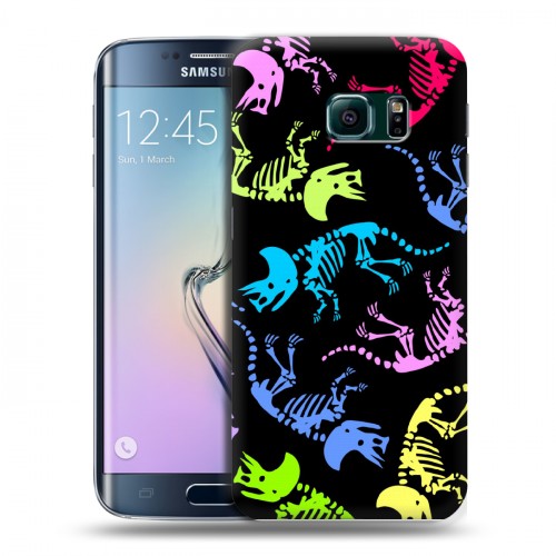 Дизайнерский пластиковый чехол для Samsung Galaxy S6 Edge Узоры динозавров