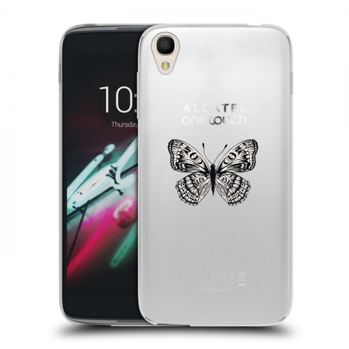 Полупрозрачный дизайнерский пластиковый чехол для Alcatel One Touch Idol 3 (4.7) прозрачные Бабочки 