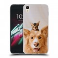 Дизайнерский пластиковый чехол для Alcatel One Touch Idol 3 (4.7) Собака и котенок