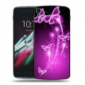 Дизайнерский пластиковый чехол для Alcatel One Touch Idol 3 (5.5) Бабочки фиолетовые