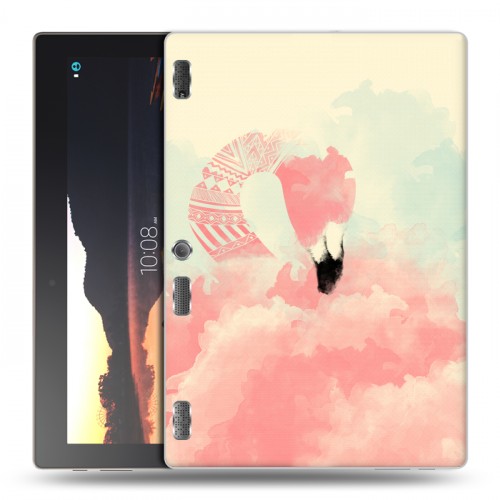 Дизайнерский силиконовый чехол для Lenovo Tab 2 A10 Розовые фламинго