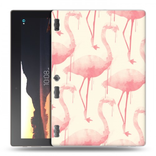 Дизайнерский силиконовый чехол для Lenovo Tab 2 A10 Розовые фламинго