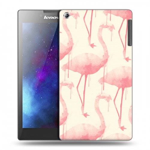 Дизайнерский силиконовый чехол для Lenovo Tab 2 A7-30 Розовые фламинго