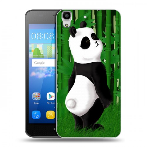 Дизайнерский пластиковый чехол для Huawei Y6 Панда и бамбук