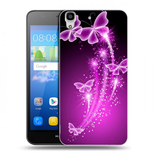 Дизайнерский пластиковый чехол для Huawei Y6 Бабочки фиолетовые