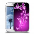 Дизайнерский пластиковый чехол для Samsung Galaxy Grand Бабочки фиолетовые