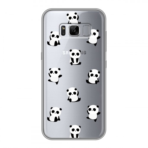 Полупрозрачный дизайнерский пластиковый чехол для Samsung Galaxy S8 Plus Прозрачные панды 