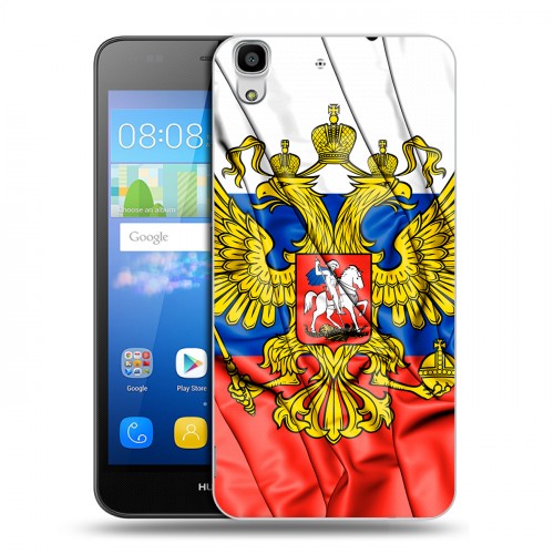 Дизайнерский пластиковый чехол для Huawei Y6 Российский флаг