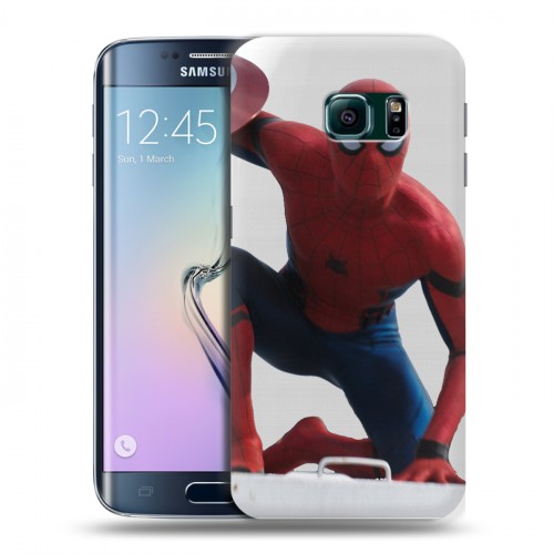 Полупрозрачный дизайнерский пластиковый чехол для Samsung Galaxy S6 Edge Человек-паук