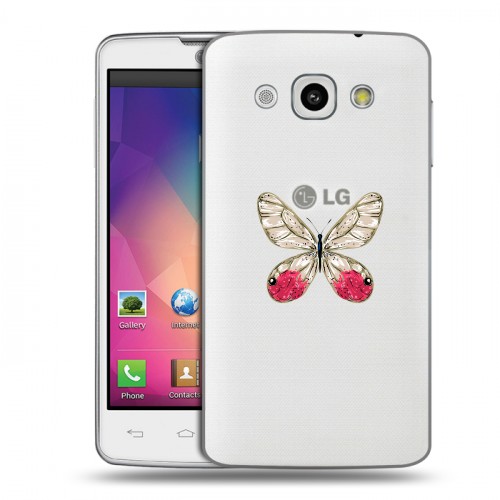 Полупрозрачный дизайнерский пластиковый чехол для LG L60 прозрачные Бабочки 